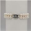Image 1 : Double Strand White Akoya Pearl Bracelet with Custom Monogrammed Clasp