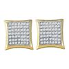 Image 1 : 10kt Yellow Gold Round Diamond Square Kite Square Screwback Earrings 1/3 Cttw
