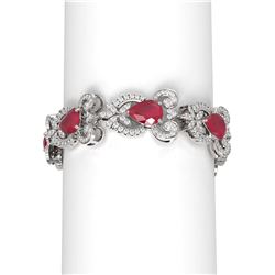 32.35 ctw Ruby & Diamond Bracelet 18K White Gold