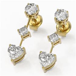 1.85 ctw Heart Diamond Designer Earrings 18K Yellow Gold