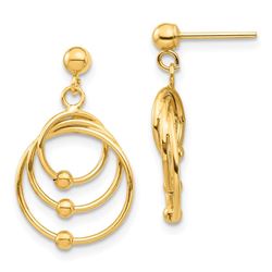14k Yellow Gold Circles Post Dangle Earrings