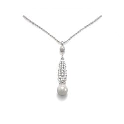 1.6 ctw Diamond & Pearl Necklace 18K White Gold
