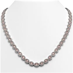 23.48 ctw Morganite & Diamond Micro Pave Halo Necklace 10k White Gold