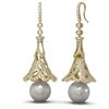 Image 2 : 4.33 ctw Diamond & Pearl Earrings 18K Yellow Gold