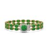Image 1 : 12.93 ctw Jade & Diamond Bracelet 14K Yellow Gold