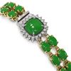 Image 2 : 12.93 ctw Jade & Diamond Bracelet 14K Yellow Gold