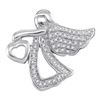 Image 1 : Sterling Silver Round Diamond Angel Heart Religious Pendant 1/8 Cttw