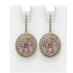 8.61 ctw Morganite & Diamond Earrings 18K Yellow Gold