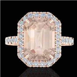 4.50 ctw Morganite & Micro Pave VS/SI Diamond Ring 14k Rose Gold