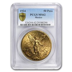 1924 Mexico Gold 50 Pesos MS-62 PCGS