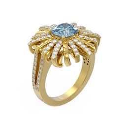 2.93 ctw Aquamarine & Diamond Ring 18K Yellow Gold