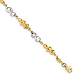 14K Two-Tone Infinity and Swirls Bracelet - 7.5 in.