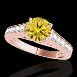 1.5 ctw Certified SI/I Fancy Intense Yellow Diamond Ring 10k Rose Gold