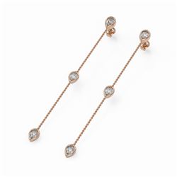 3 ctw Pear Cut Diamond Station Earrings 18K Rose Gold