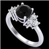Image 1 : 1.25 ctw Fancy Black Diamond Engagment Art Deco Ring 18k White Gold