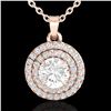 Image 1 : 1 ctw Micro Pave VS/SI Diamond Solitaire NECKALCE Halo 14k Rose Gold