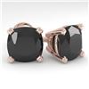 Image 1 : 6 ctw Cushion Black Diamond Stud Designer Earrings 14k Rose Gold