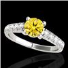 Image 1 : 2.1 ctw Certified SI/I Fancy Intense Yellow Diamond Ring 10k White Gold