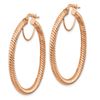 Image 2 : 14k Rose Gold Twisted Round Hoop Earrings - 30 mm