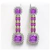 Image 1 : 18.96 ctw Amethyst & Diamond Earrings 14K Yellow Gold