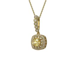 1.95 ctw Canary Citrine & Diamond Victorian Necklace 14K Yellow Gold