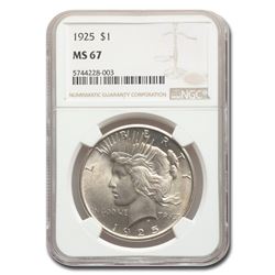 1925 Peace Dollar MS-67 NGC