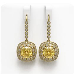 14.4 ctw Canary Citrine & Diamond Victorian Earrings 14K Yellow Gold