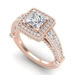 2.53 ctw Princess VS/SI Diamond Solitaire Art Deco Ring 18k Rose Gold
