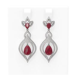 8.96 ctw Ruby & Diamond Earrings 18K White Gold
