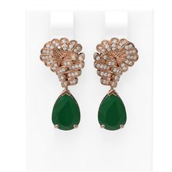 7.73 ctw Emerald & Diamond Earrings 18K Rose Gold