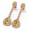 Image 3 : 8.05 ctw Canary Citrine & Diamond Earrings 18K Rose Gold