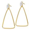 Image 2 : 14k Rhodium Diamond Cut Triangle Dangle Post Earrings - 54 mm
