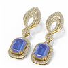 Image 3 : 12.22 ctw Tanzanite & Diamond Earrings 18K Yellow Gold