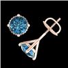 Image 3 : 1.5 ctw Fancy Intense Blue Diamond Art Deco Earrings 18k Rose Gold