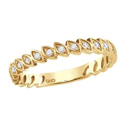 10kt Yellow Gold Round Diamond Ovals Stackable Band Ring 1/10 Cttw