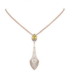 4.17 ctw Canary Citrine & Diamond Necklace 18K Rose Gold