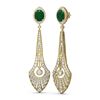 Image 2 : 9.69 ctw Emerald & Diamond Earrings 18K Yellow Gold