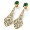 Image 3 : 9.69 ctw Emerald & Diamond Earrings 18K Yellow Gold