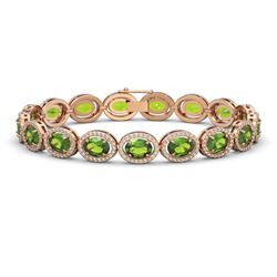 21.13 ctw Peridot & Diamond Micro Pave Halo Bracelet 10k Rose Gold