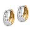 Image 2 : 14k Two-tone Textured Huggie Earrings