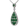 Image 3 : 12.37 ctw Emerald & Diamond Necklace 18K White Gold