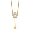 Image 1 : 14k Yellow Gold Flower CZ Necklace - 17 in.