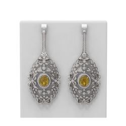 16.58 ctw Canary Citrine & Diamond Earrings 18K White Gold