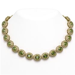 99.35 ctw Tourmaline & Diamond Victorian Necklace 14K Yellow Gold