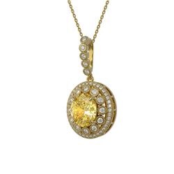 7.66 ctw Canary Citrine & Diamond Victorian Necklace 14K Yellow Gold