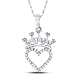 Sterling Silver Round Diamond Heart Pendant 5/8 Cttw