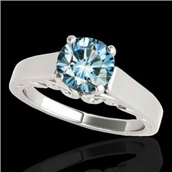 1.25 ctw SI Certified Fancy Blue Diamond Solitaire Ring 10k White Gold