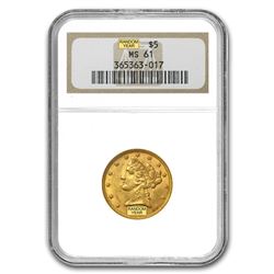 $5 Liberty Gold Half Eagle MS-61 NGC