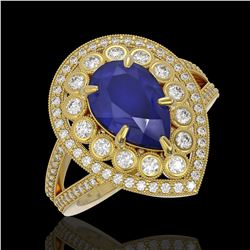 5.12 ctw Certified Sapphire & Diamond Victorian Ring 14K Yellow Gold
