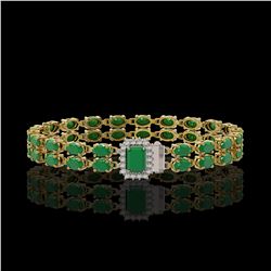 19.07 ctw Emerald & Diamond Bracelet 14K Yellow Gold